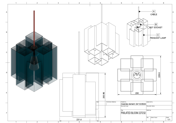 Pixelated Bloom | 3D Lampshade